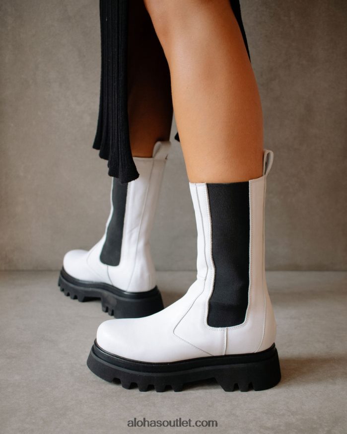 mulheres all rounder - botas de couro preto e branco Alohas 4P88ZX357 Branco brilhante