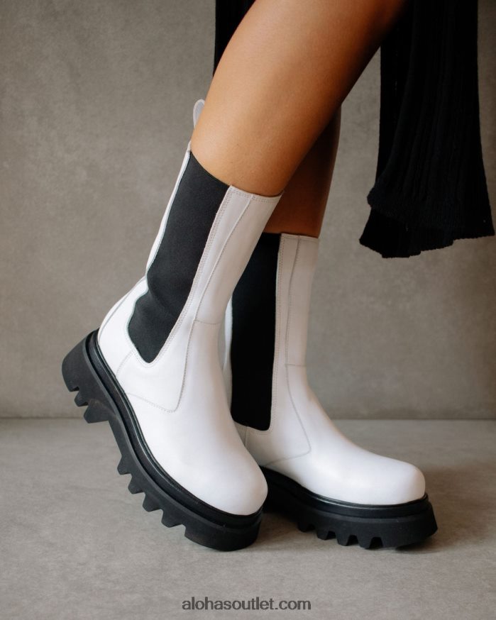 mulheres all rounder - botas de couro preto e branco Alohas 4P88ZX357 Branco brilhante