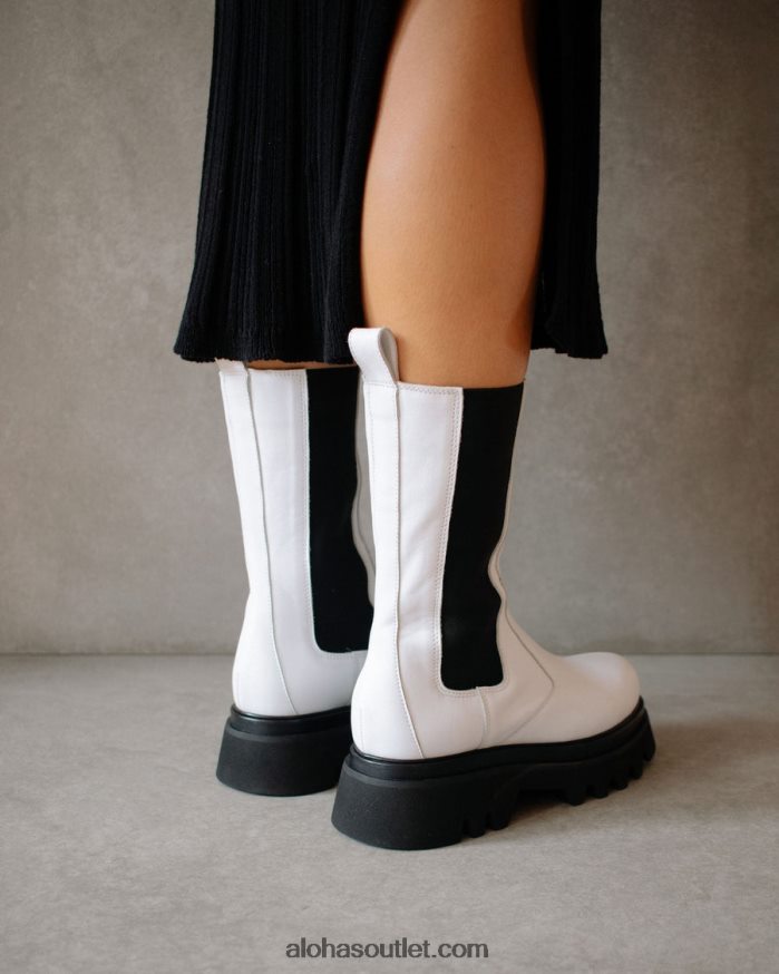 mulheres all rounder - botas de couro preto e branco Alohas 4P88ZX357 Branco brilhante