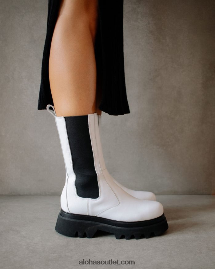 mulheres all rounder - botas de couro preto e branco Alohas 4P88ZX357 Branco brilhante