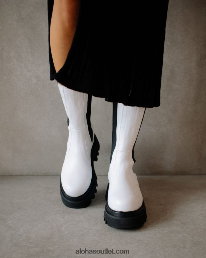 mulheres all rounder - botas de couro preto e branco Alohas 4P88ZX357 Branco brilhante