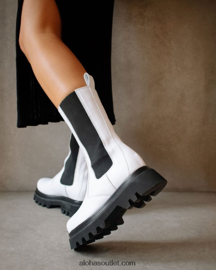 mulheres all rounder - botas de couro preto e branco Alohas 4P88ZX357 Branco brilhante