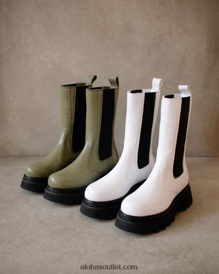 mulheres all rounder - botas de couro preto e branco Alohas 4P88ZX357 Branco brilhante