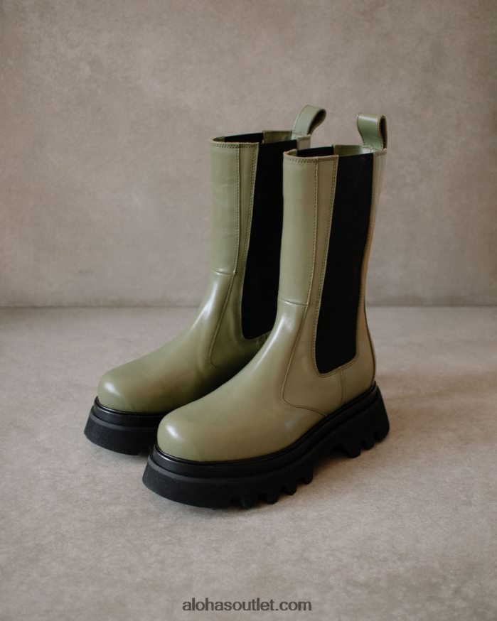 mulheres all rounder - botas de couro verde Alohas 4P88ZX358 azeitona empoeirada