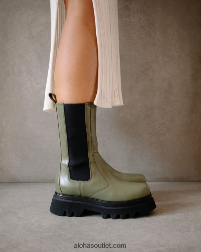 mulheres all rounder - botas de couro verde Alohas 4P88ZX358 azeitona empoeirada