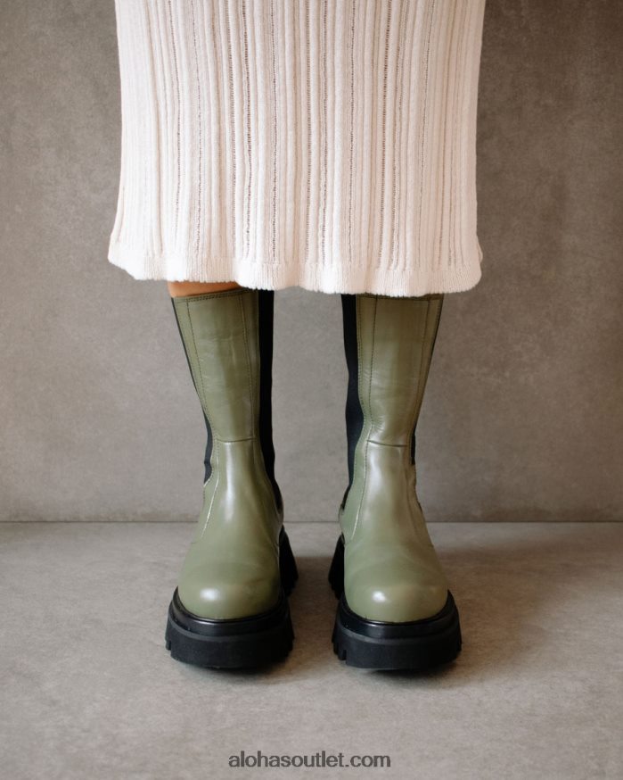 mulheres all rounder - botas de couro verde Alohas 4P88ZX358 azeitona empoeirada