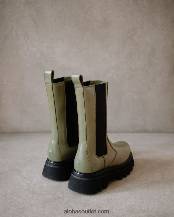 mulheres all rounder - botas de couro verde Alohas 4P88ZX358 azeitona empoeirada