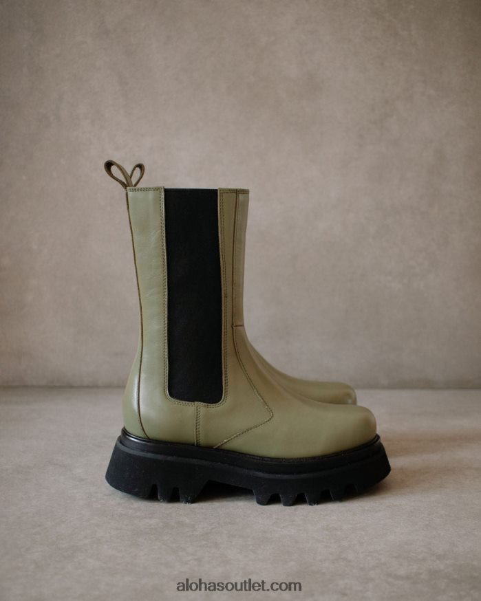 mulheres all rounder - botas de couro verde Alohas 4P88ZX358 azeitona empoeirada