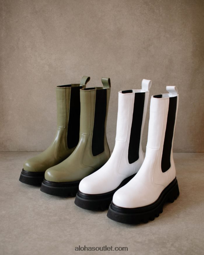 mulheres all rounder - botas de couro verde Alohas 4P88ZX358 azeitona empoeirada