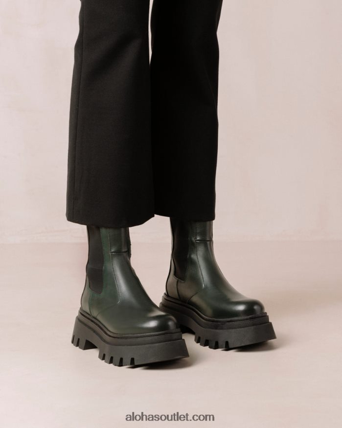 mulheres all rounder - botas de couro verde escuro Alohas 4P88ZX361 Jade verde