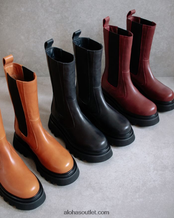mulheres all rounder - botas de couro vermelho Alohas 4P88ZX356 bordô escuro