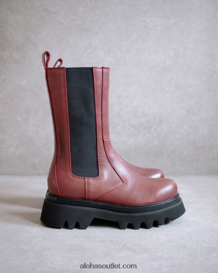 mulheres all rounder - botas de couro vermelho Alohas 4P88ZX356 bordô escuro