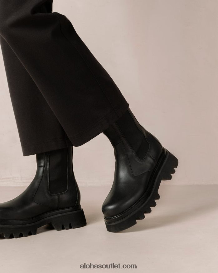 mulheres all rounder - botas pretas de couro Alohas 4P88ZX354 preto