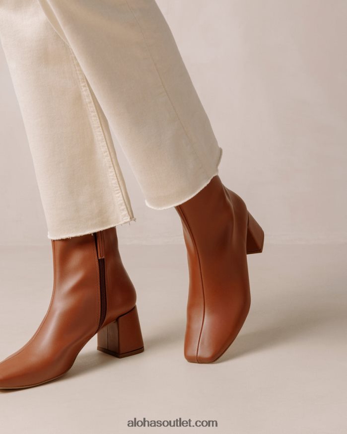 mulheres aquarela - bota marrom de couro vegano Alohas 4P88ZX132 pão de gengibre