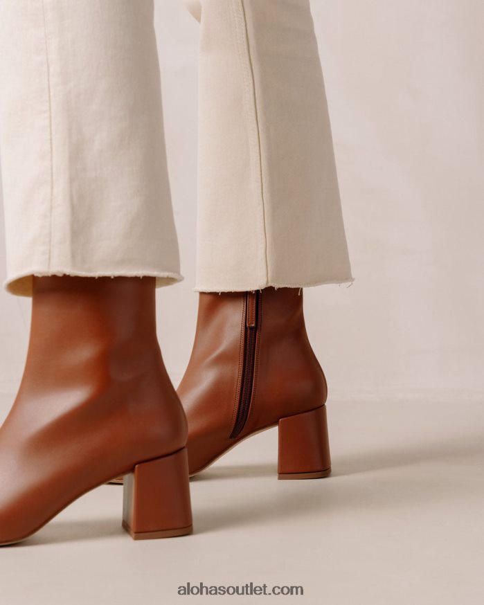 mulheres aquarela - bota marrom de couro vegano Alohas 4P88ZX132 pão de gengibre