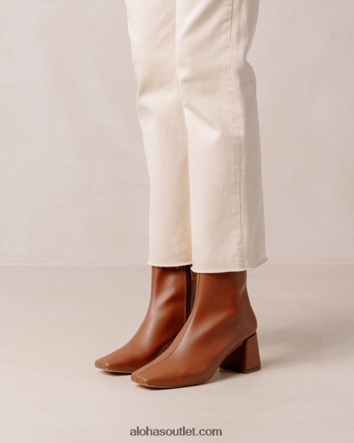 mulheres aquarela - bota marrom de couro vegano Alohas 4P88ZX132 pão de gengibre