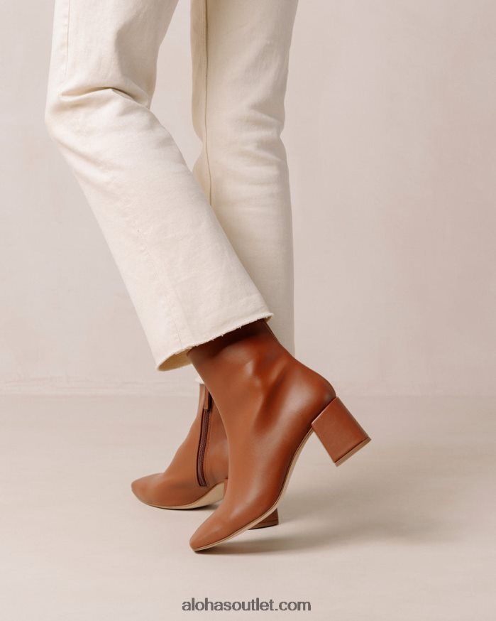 mulheres aquarela - bota marrom de couro vegano Alohas 4P88ZX132 pão de gengibre