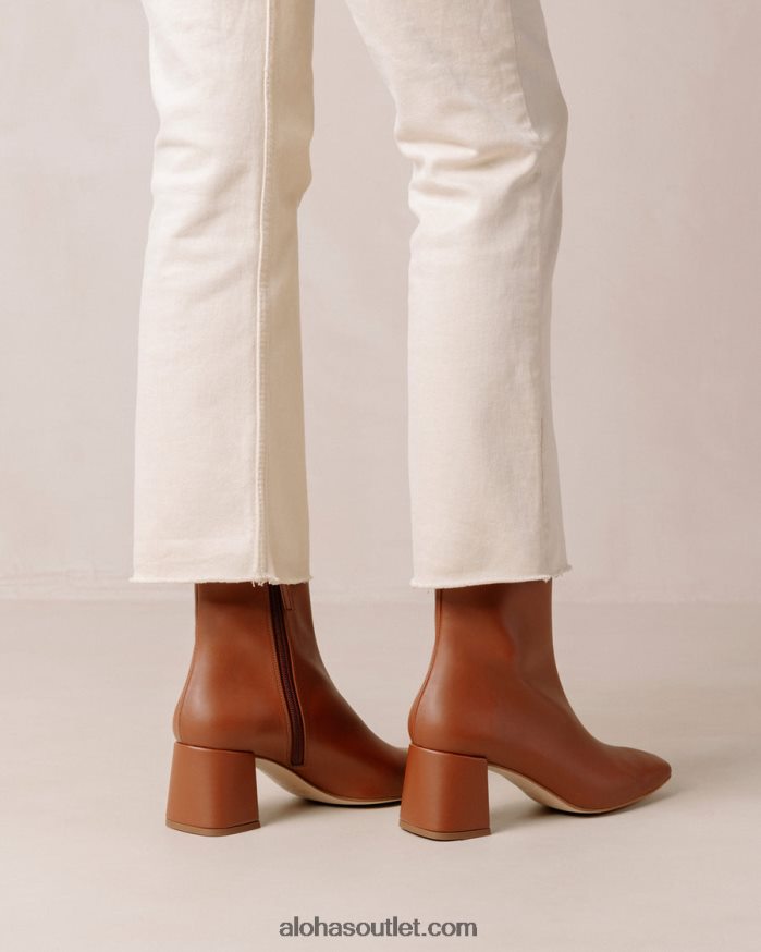 mulheres aquarela - bota marrom de couro vegano Alohas 4P88ZX132 pão de gengibre