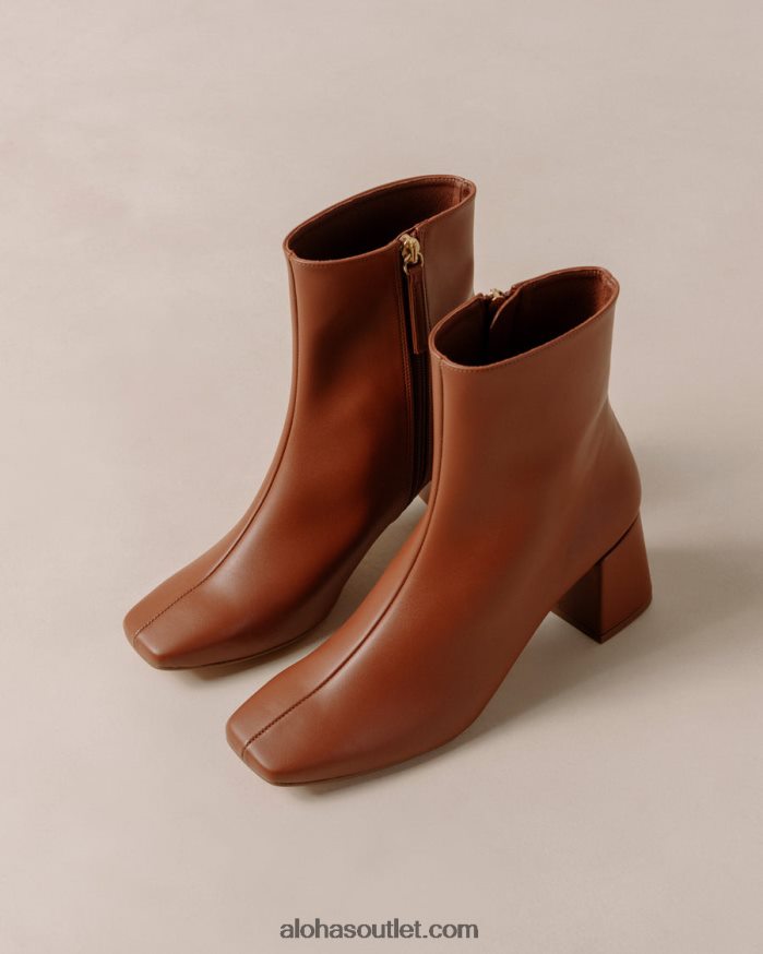 mulheres aquarela - bota marrom de couro vegano Alohas 4P88ZX132 pão de gengibre