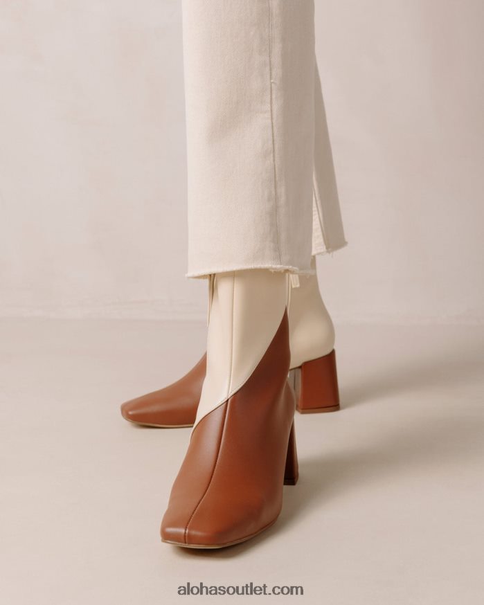 mulheres aquarela - botas de couro vegan branco e marrom Alohas 4P88ZX130 gengibre marrom branco quente