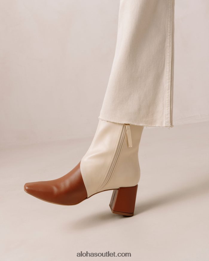 mulheres aquarela - botas de couro vegan branco e marrom Alohas 4P88ZX130 gengibre marrom branco quente