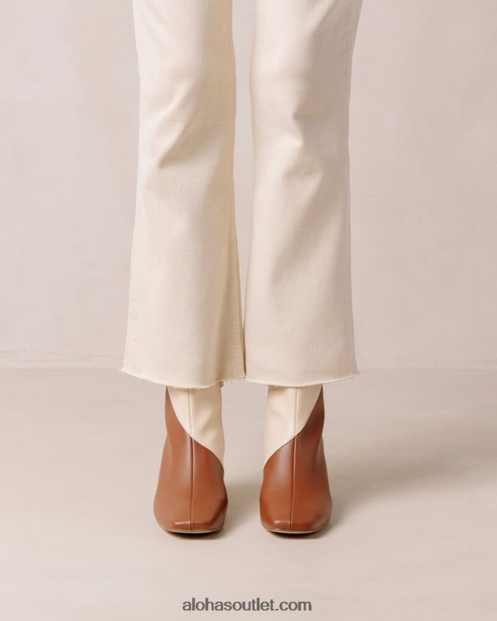 mulheres aquarela - botas de couro vegan branco e marrom Alohas 4P88ZX130 gengibre marrom branco quente