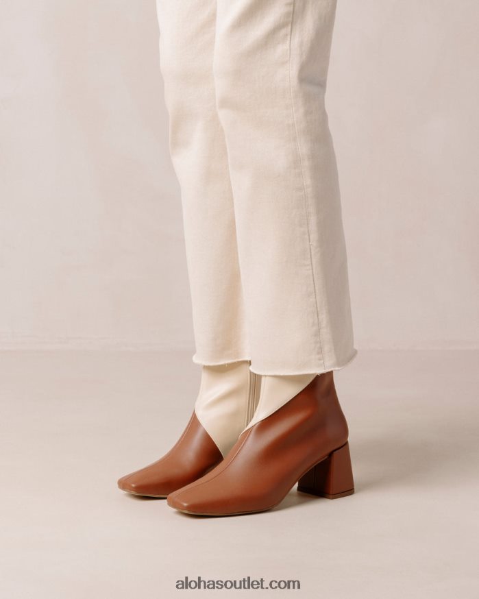 mulheres aquarela - botas de couro vegan branco e marrom Alohas 4P88ZX130 gengibre marrom branco quente