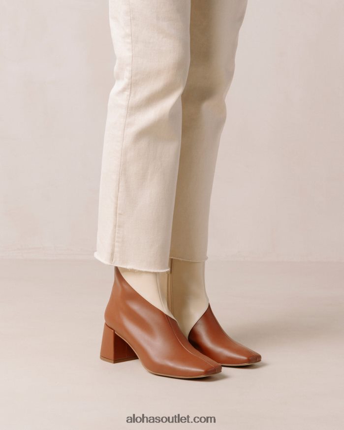 mulheres aquarela - botas de couro vegan branco e marrom Alohas 4P88ZX130 gengibre marrom branco quente