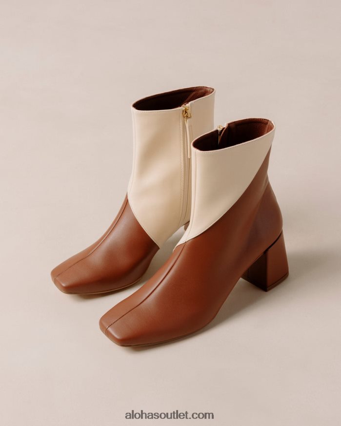 mulheres aquarela - botas de couro vegan branco e marrom Alohas 4P88ZX130 gengibre marrom branco quente