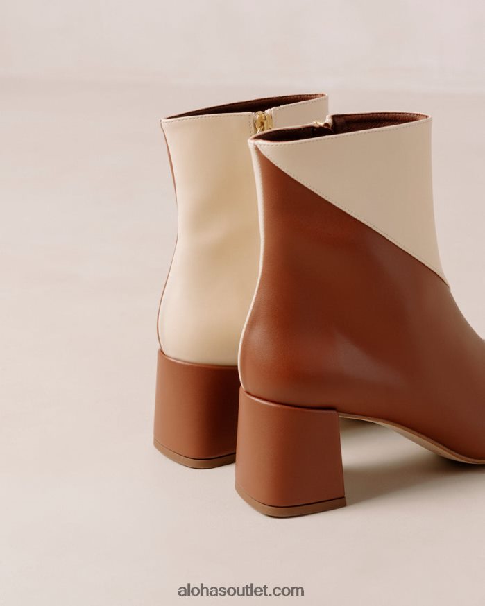 mulheres aquarela - botas de couro vegan branco e marrom Alohas 4P88ZX130 gengibre marrom branco quente
