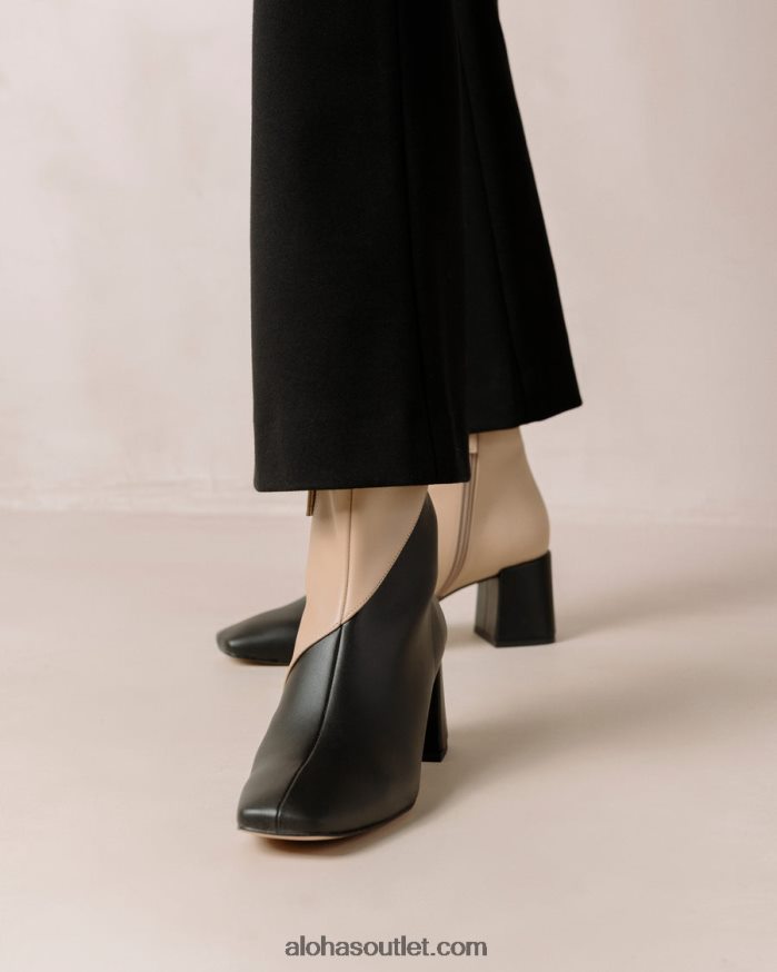 mulheres aquarela - botas de couro vegan preto e bege Alohas 4P88ZX131 preto tahini bege