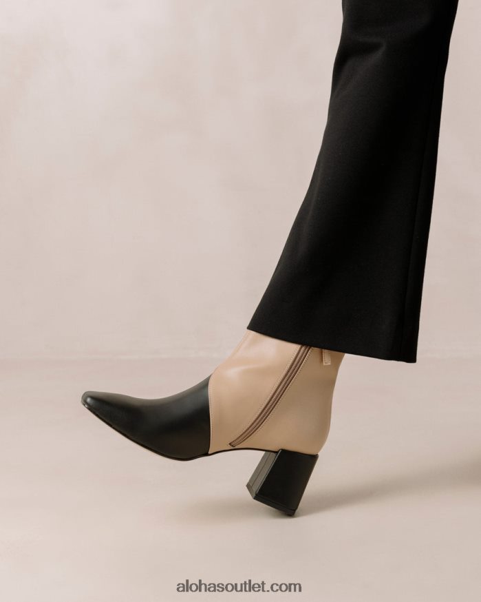 mulheres aquarela - botas de couro vegan preto e bege Alohas 4P88ZX131 preto tahini bege