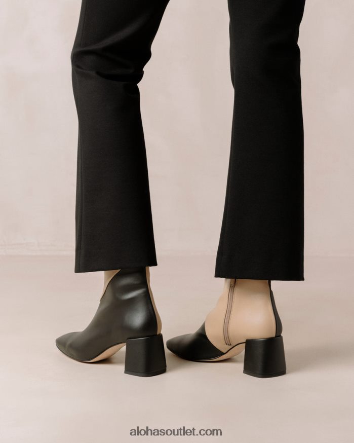 mulheres aquarela - botas de couro vegan preto e bege Alohas 4P88ZX131 preto tahini bege