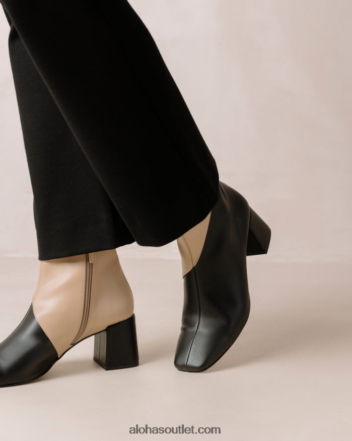 mulheres aquarela - botas de couro vegan preto e bege Alohas 4P88ZX131 preto tahini bege