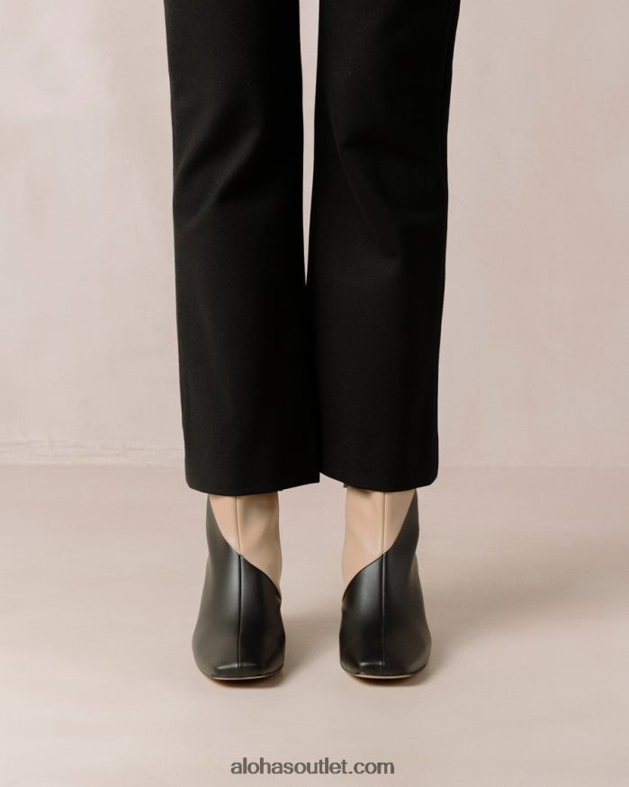 mulheres aquarela - botas de couro vegan preto e bege Alohas 4P88ZX131 preto tahini bege