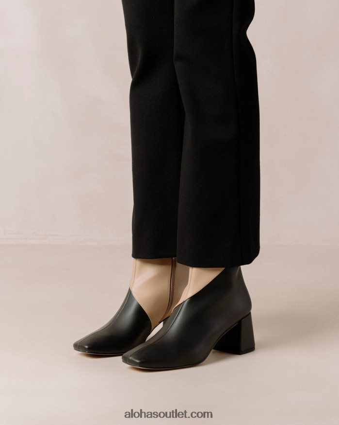 mulheres aquarela - botas de couro vegan preto e bege Alohas 4P88ZX131 preto tahini bege