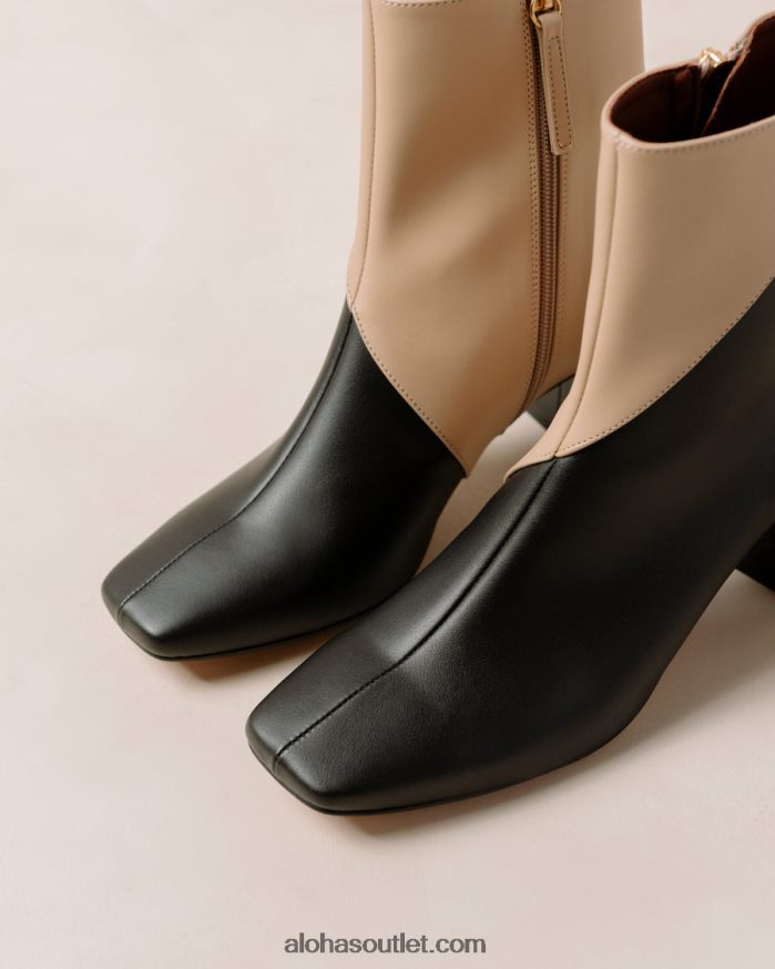mulheres aquarela - botas de couro vegan preto e bege Alohas 4P88ZX131 preto tahini bege