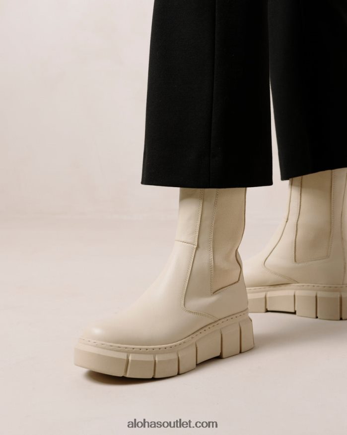 mulheres armadura - botas de couro branco Alohas 4P88ZX560 marfim