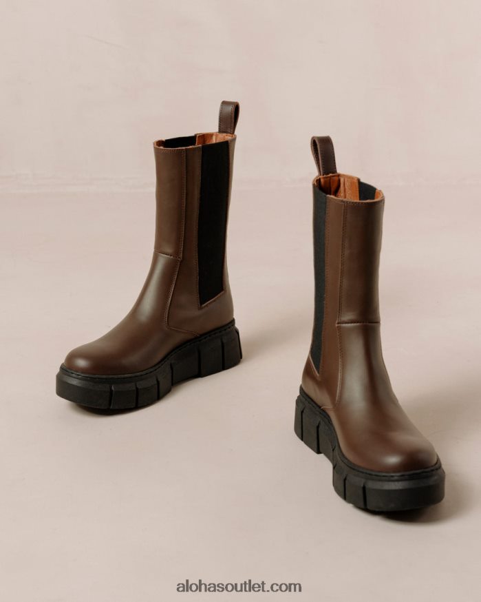 mulheres armadura - botas de couro marrom Alohas 4P88ZX559 marrom café