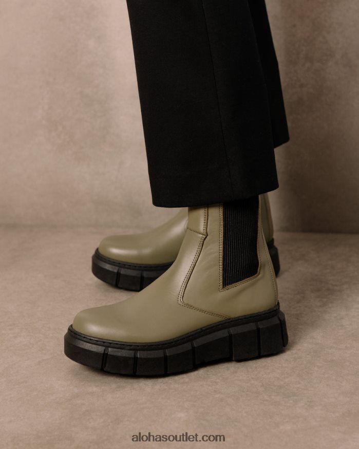 mulheres armadura - botas de couro verde Alohas 4P88ZX209 caqui