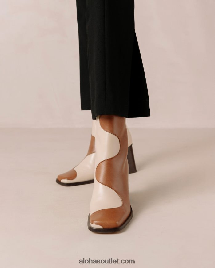 mulheres blair - botas de couro branco e marrom Alohas 4P88ZX7 creme de camelo
