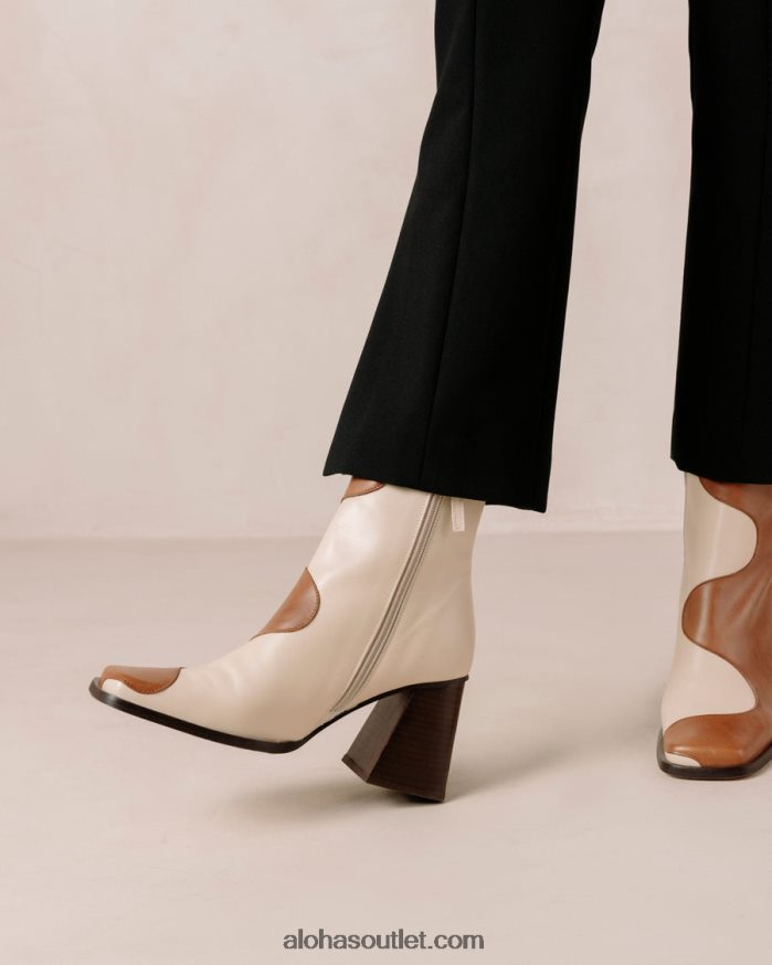 mulheres blair - botas de couro branco e marrom Alohas 4P88ZX7 creme de camelo