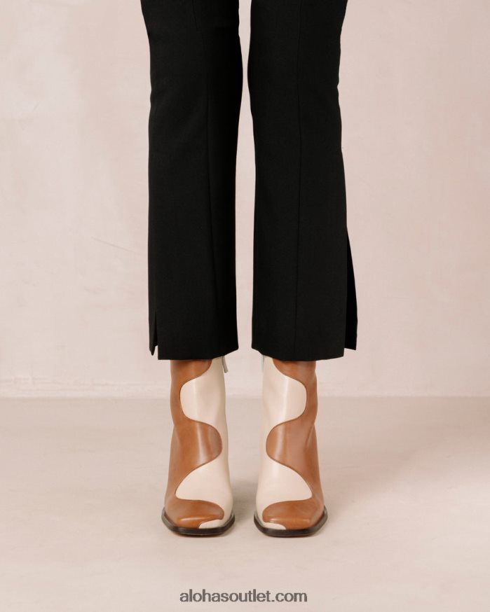 mulheres blair - botas de couro branco e marrom Alohas 4P88ZX7 creme de camelo