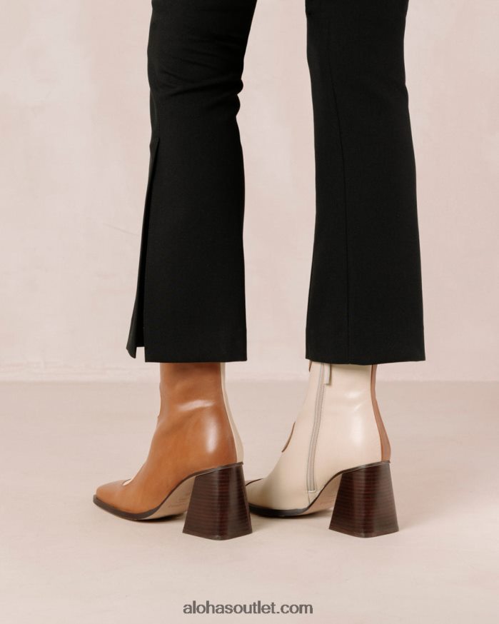 mulheres blair - botas de couro branco e marrom Alohas 4P88ZX7 creme de camelo