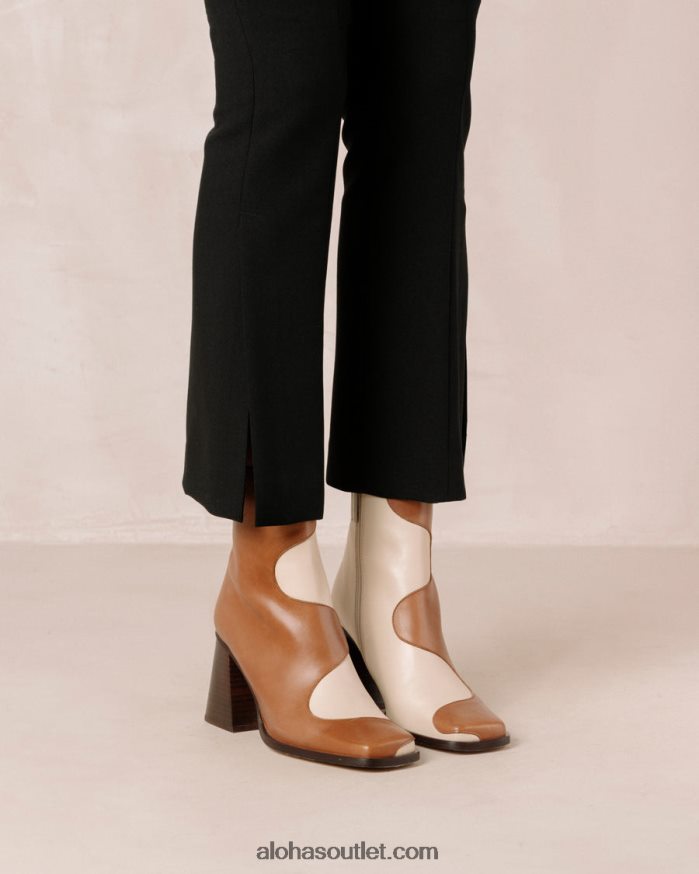 mulheres blair - botas de couro branco e marrom Alohas 4P88ZX7 creme de camelo