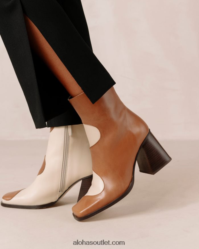 mulheres blair - botas de couro branco e marrom Alohas 4P88ZX7 creme de camelo