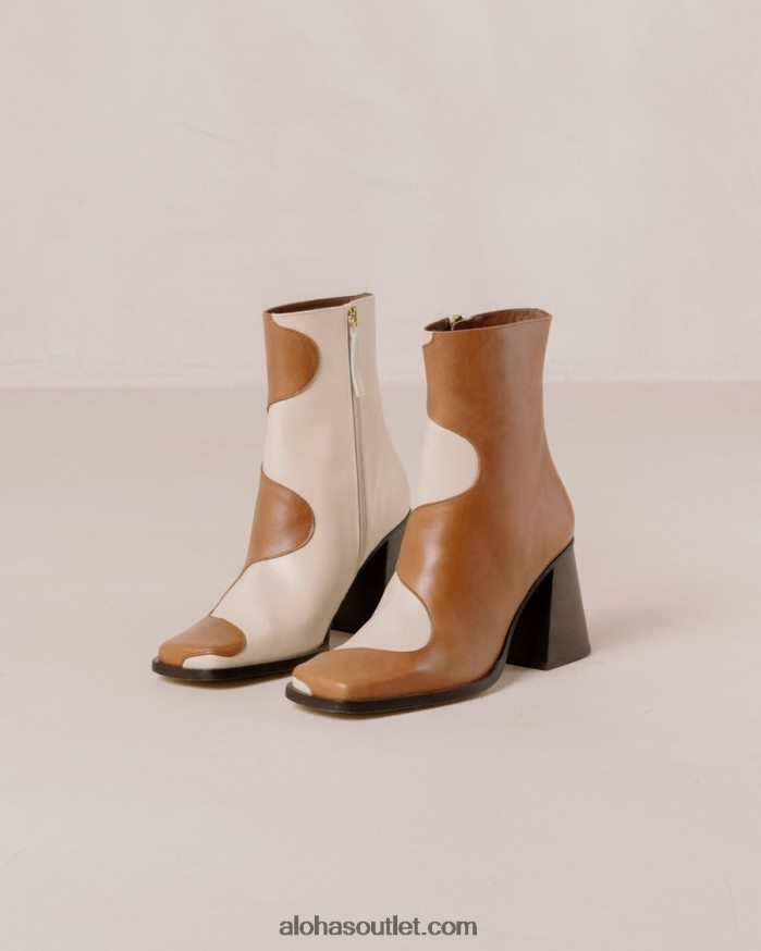 mulheres blair - botas de couro branco e marrom Alohas 4P88ZX7 creme de camelo