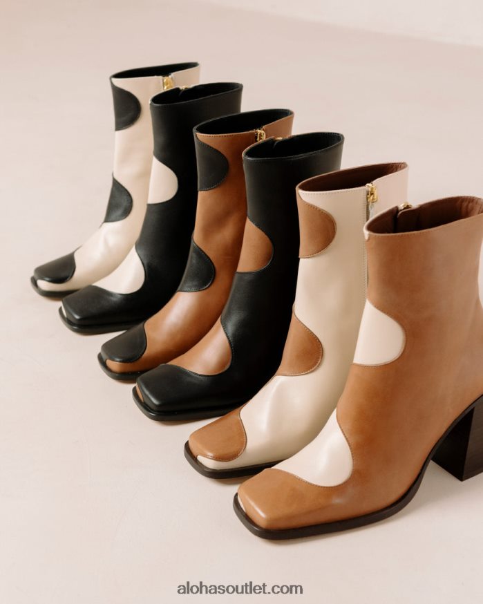 mulheres blair - botas de couro branco e marrom Alohas 4P88ZX7 creme de camelo