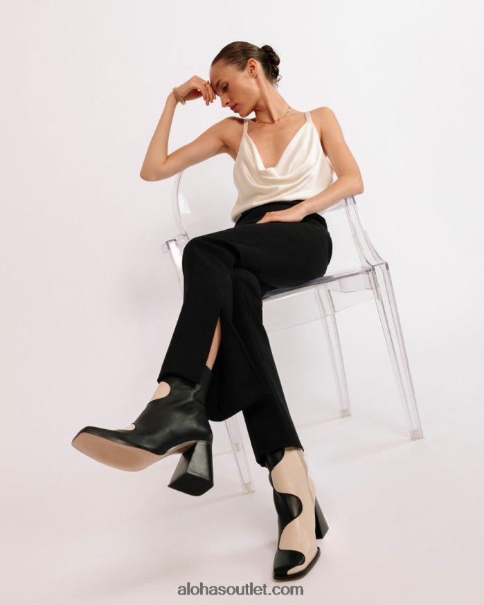 mulheres blair - botas de couro preto e branco Alohas 4P88ZX9 creme preto