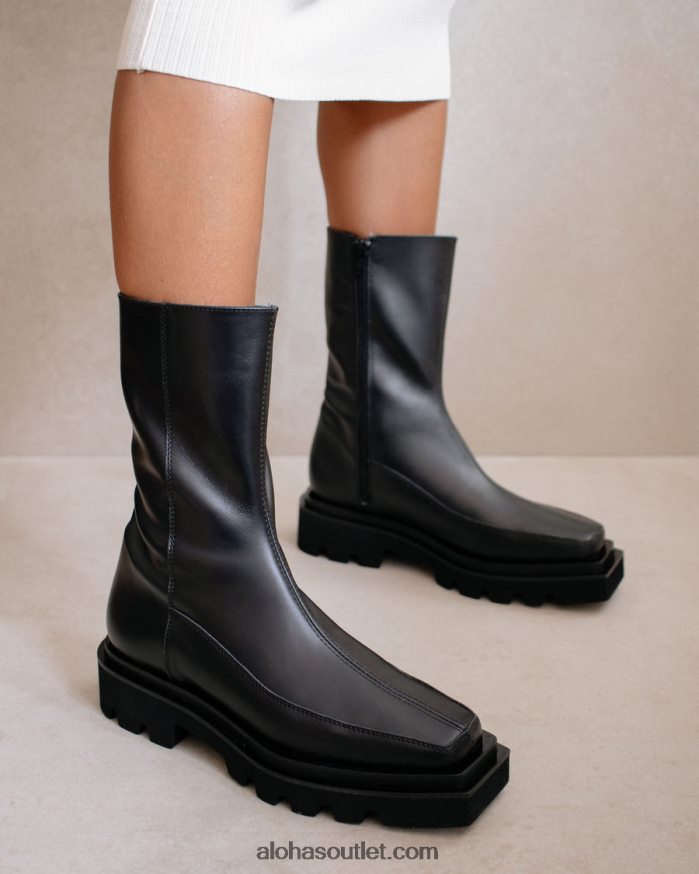 mulheres block - botas pretas de couro Alohas 4P88ZX272 preto